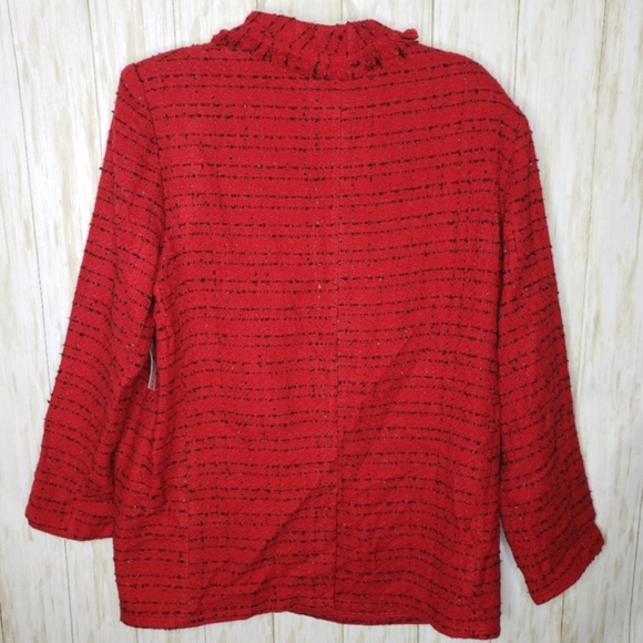 Worthington Womens Blazer Open Front Tweed Red & Black Plus Size XXL Jacket - Picture 3 of 16